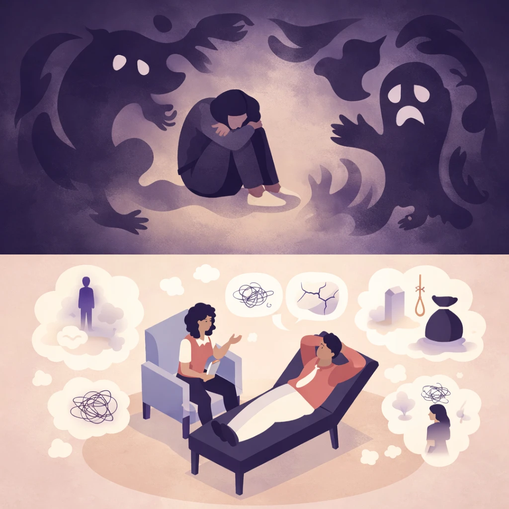 Illustration du traumatisme psychique et du processus de libération émotionnelle